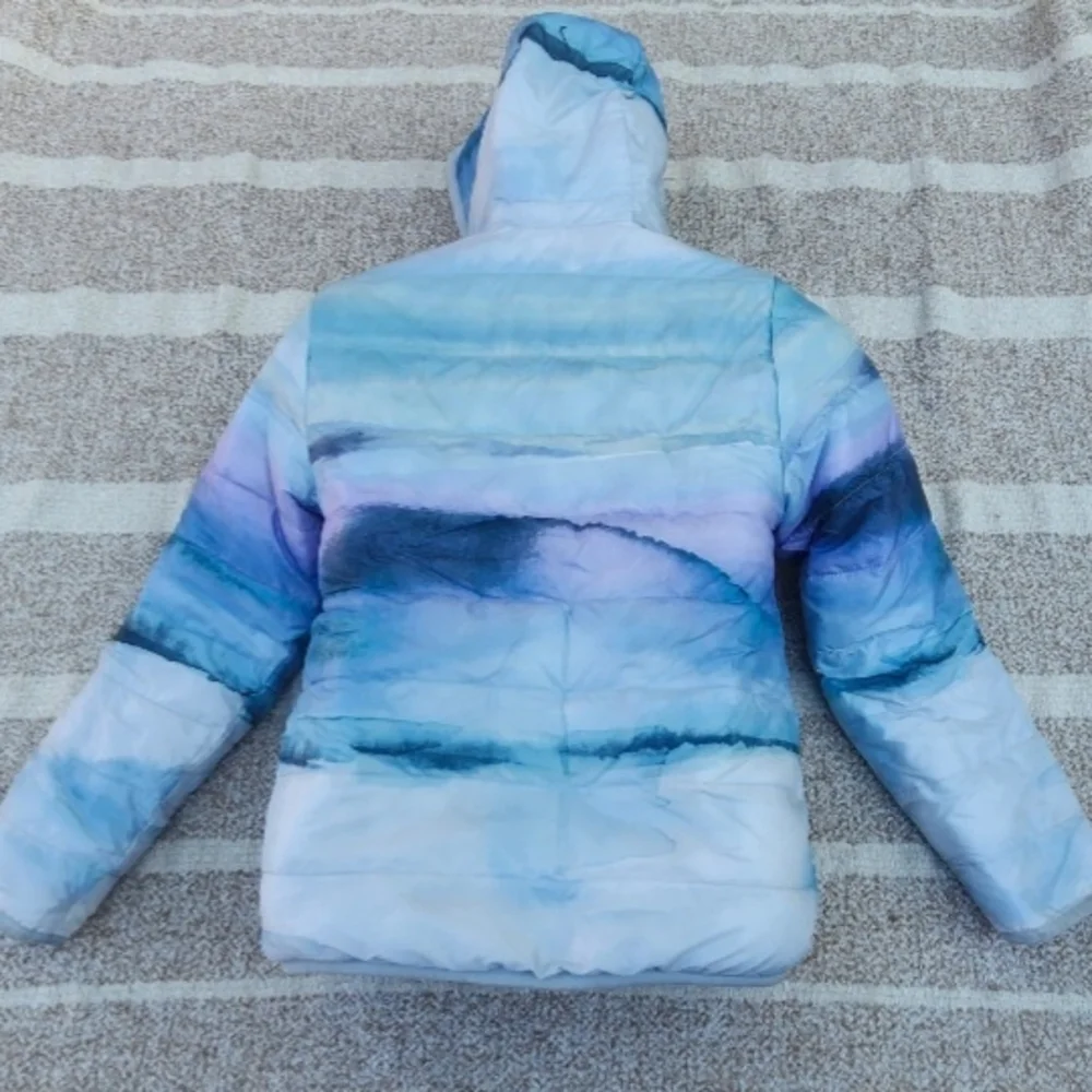 Abercrombie Kids Blue and Purple Puffer Jacket with Hood.. Revirsable - Picture 2 of 7